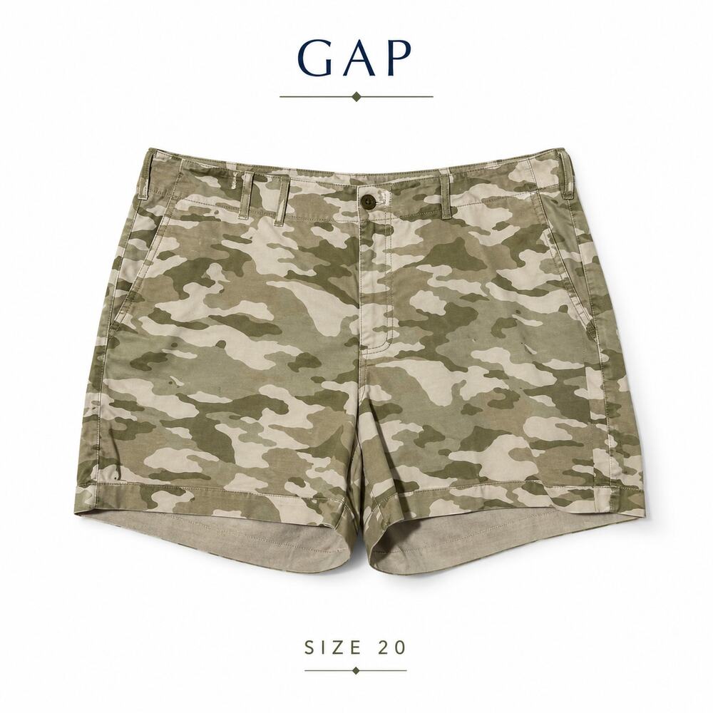 Gap Camo Utility Shorts Size 20 Olive Green Army Cargo Stretch Mid Rise